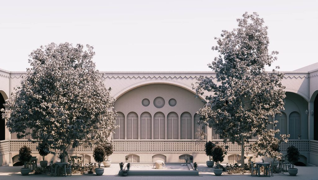 visualization architectural of niakan hotel yazd 2